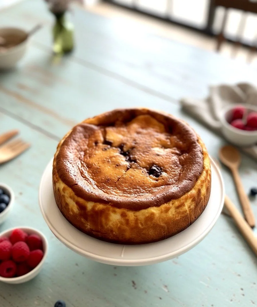 Traditional crustless baked Basque cheesecake Cambridge bakery